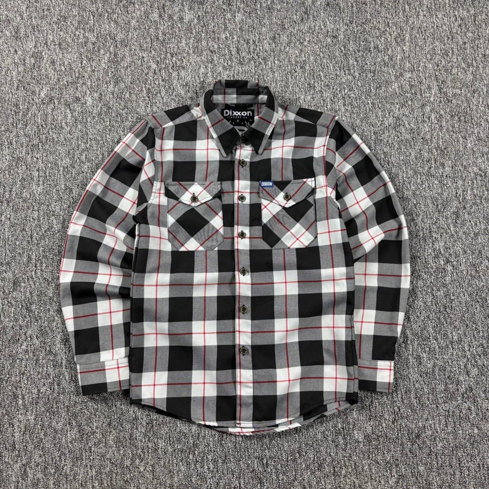 Dixxon The Intimidator Biker Flannel Shirt Black White Red Plaid Size Unisex XS